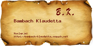 Bambach Klaudetta névjegykártya